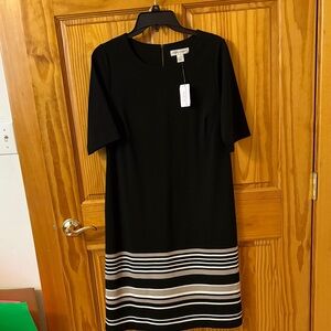 Christopher & Banks Black Dress with White Stripes